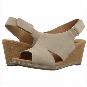 NWOT Clarks Collection Suede Cork Wedge Sandals